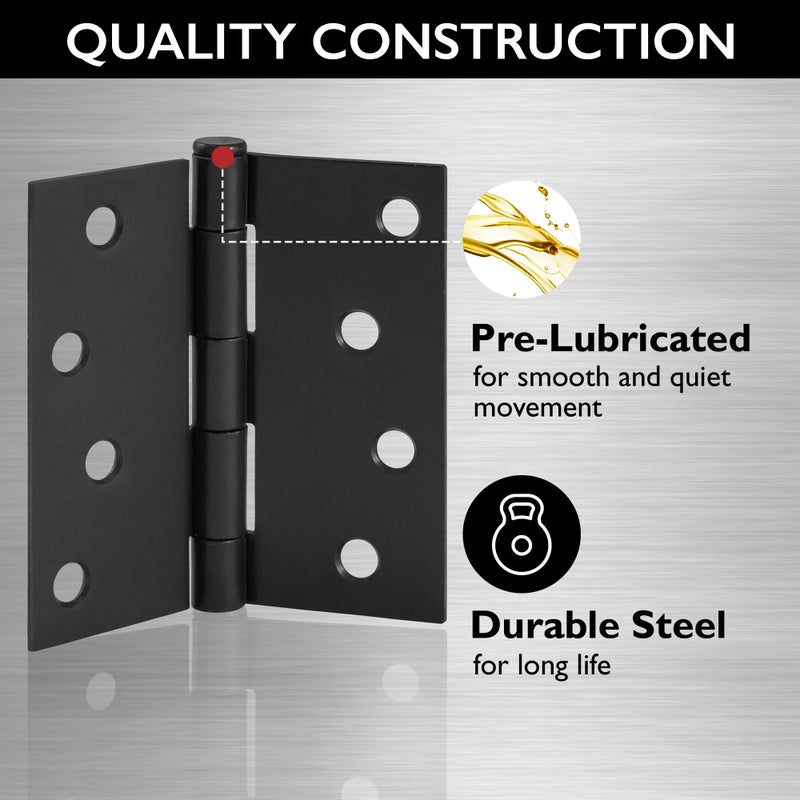 Design House Door Hinges for Interior Doors 3-Pack 4-inch x 4-inch, Design House Square Corner Steel Door Hinge Door Hardware, Matte Black, 188987 - Image 4